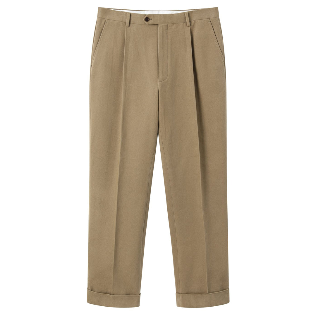 HEAVYWEIGHT PEACHED TWILL COTTON TROUSERS by B. MOSS