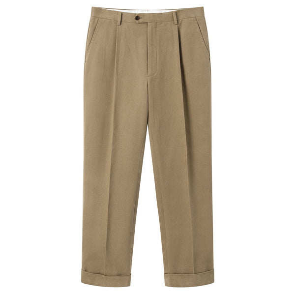 HEAVYWEIGHT PEACHED TWILL COTTON TROUSERS by B. MOSS - Germain-Tailors
