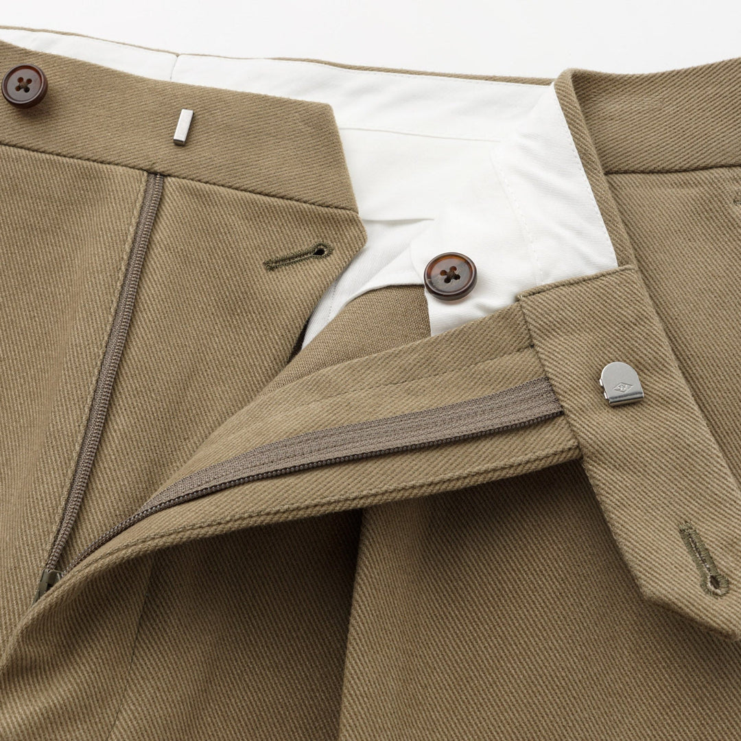 HEAVYWEIGHT PEACHED TWILL COTTON TROUSERS by B. MOSS