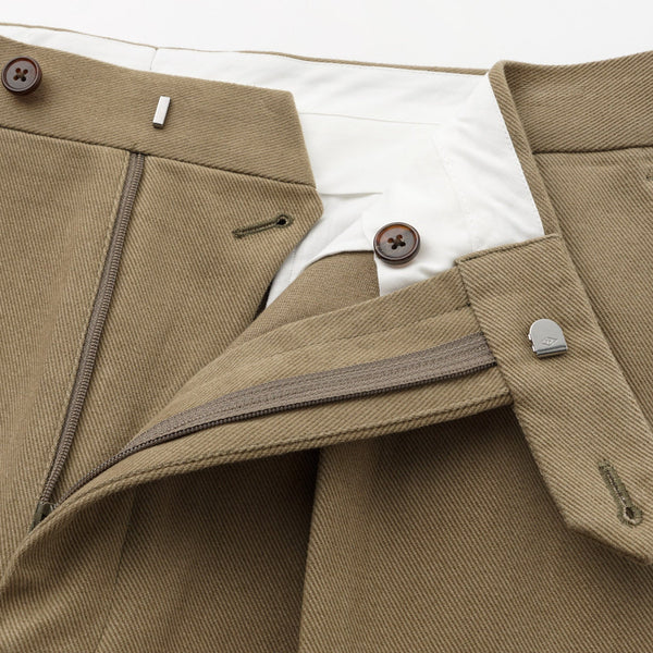 HEAVYWEIGHT PEACHED TWILL COTTON TROUSERS by B. MOSS