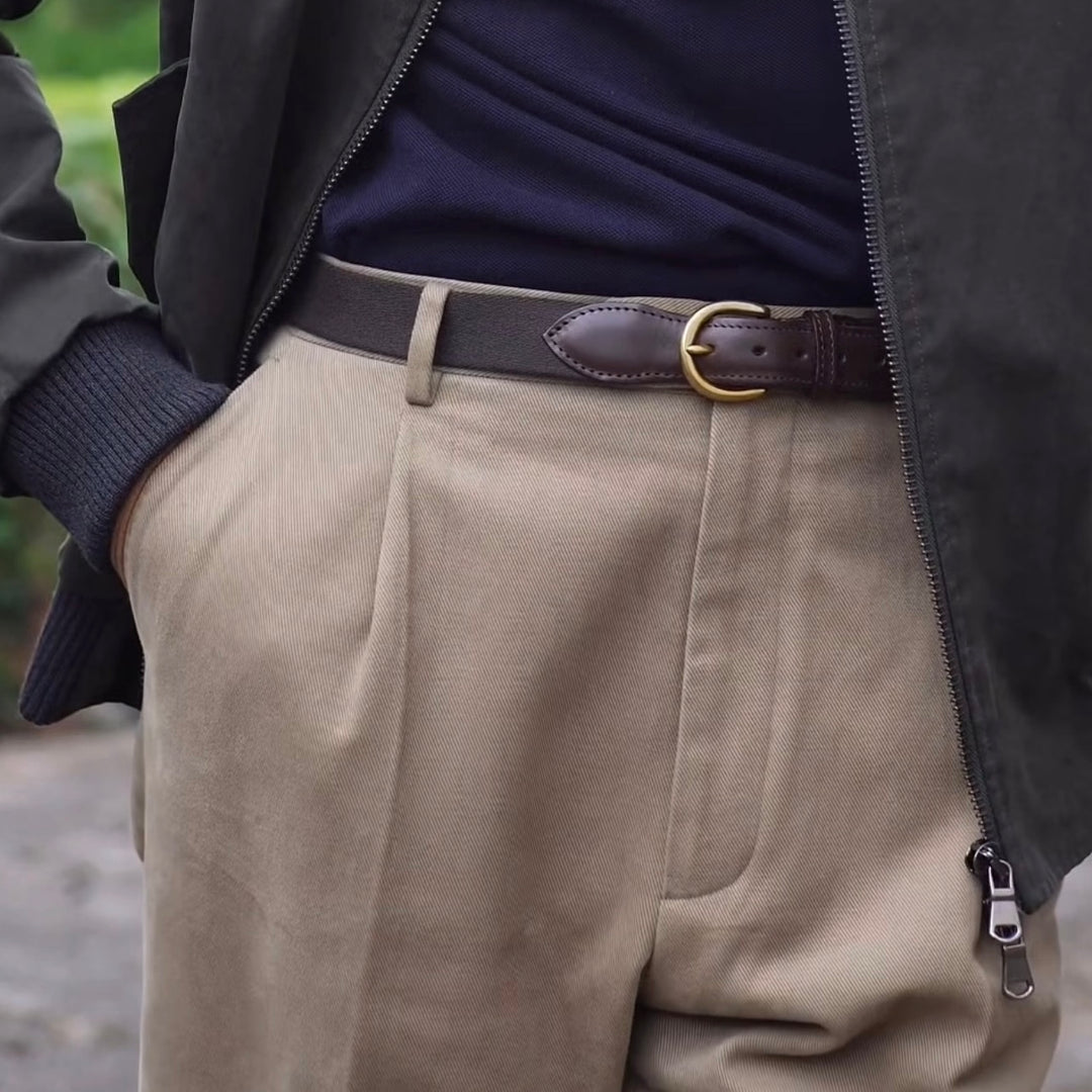 HEAVYWEIGHT PEACHED TWILL COTTON TROUSERS by B. MOSS