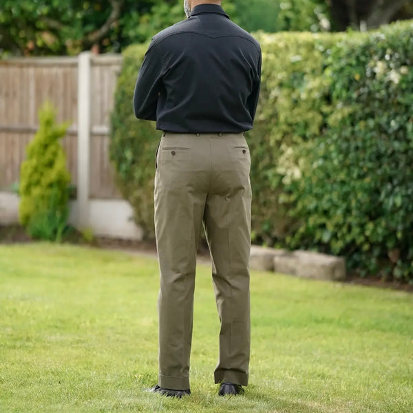 MEDIUMWEIGHT SANDED CANVAS COTTON TROUSERS by B. MOSS - Germain-Tailors