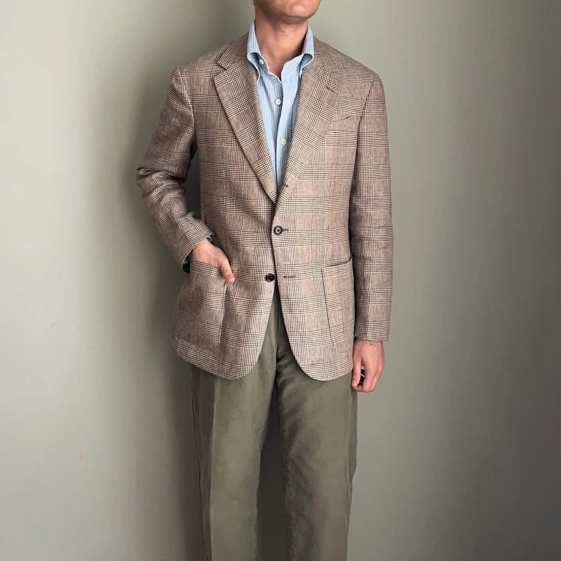 CHECK LINEN PRINCE OF WALES BLAZER by B. McNUTT
