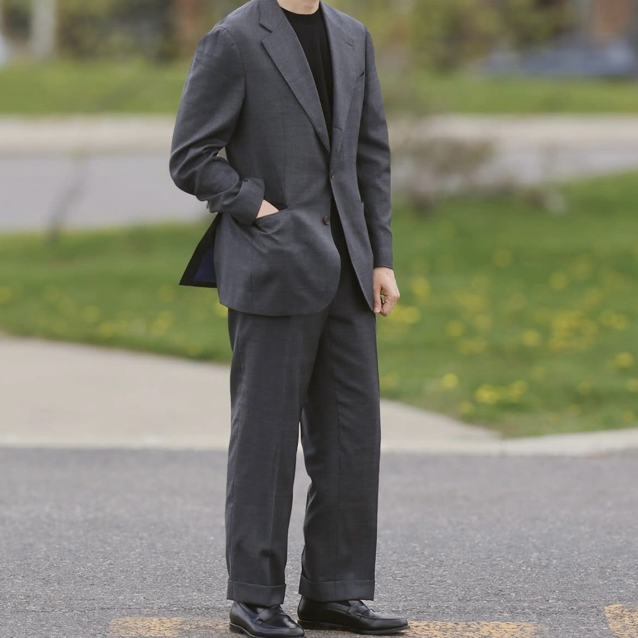 リングヂャケット 46 チャコール Loro Piana Super 130's SUPER 130's MERINO WOOL by LORO PIANA | Jacket | Germain Tailors