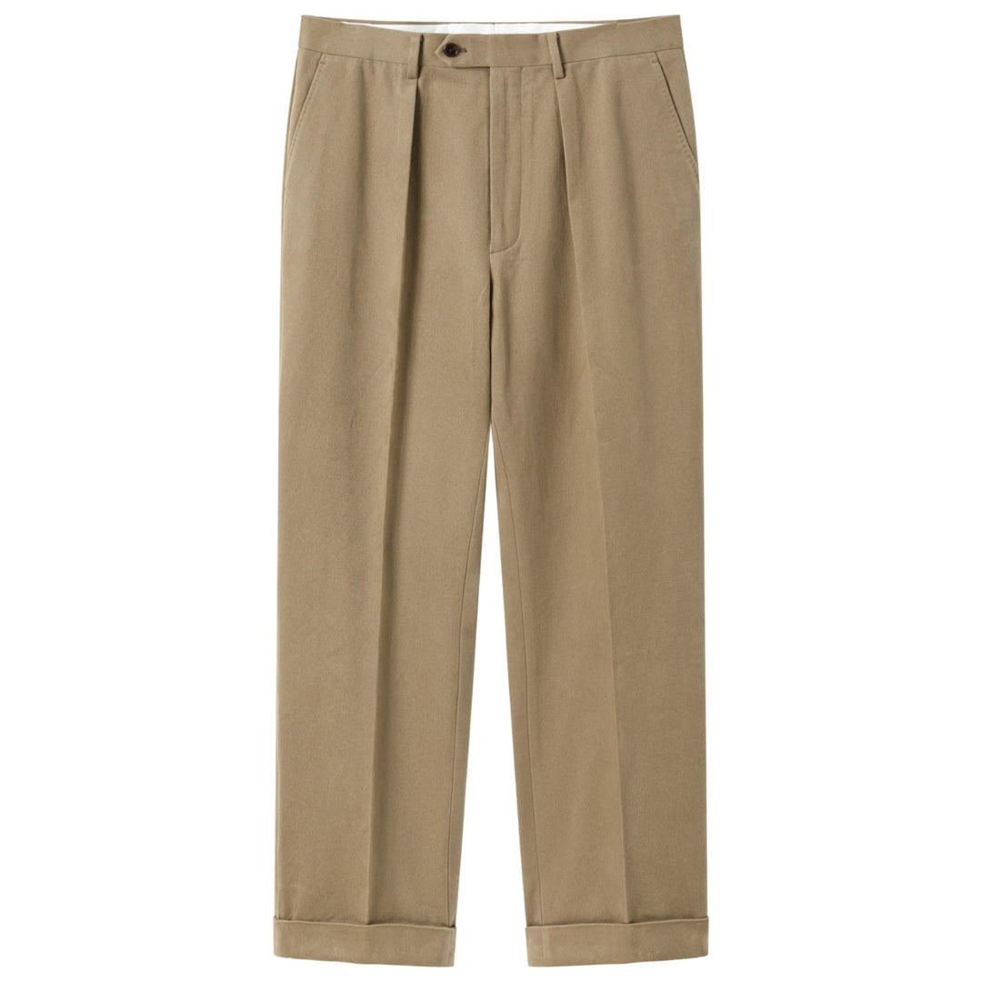HEAVYWEIGHT PEACHED TWILL COTTON TROUSERS by B. MOSS