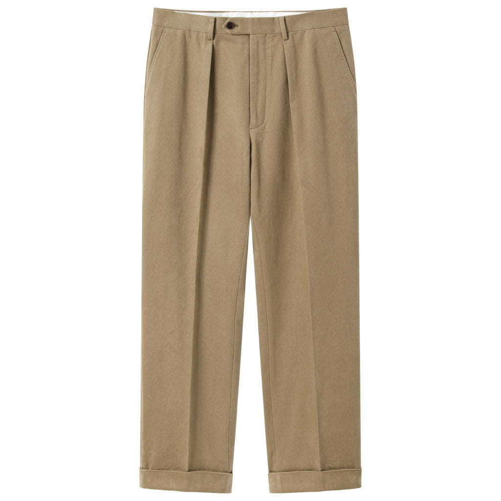 HEAVYWEIGHT PEACHED TWILL COTTON TROUSERS by B. MOSS
