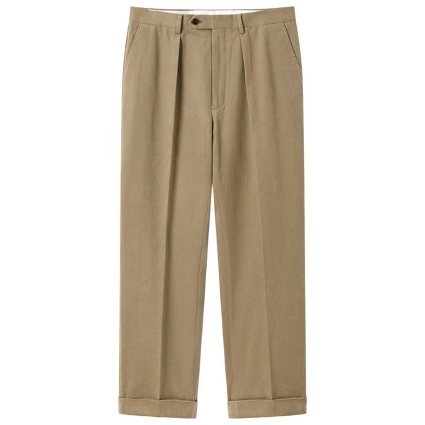 HEAVYWEIGHT PEACHED TWILL COTTON TROUSERS by B. MOSS