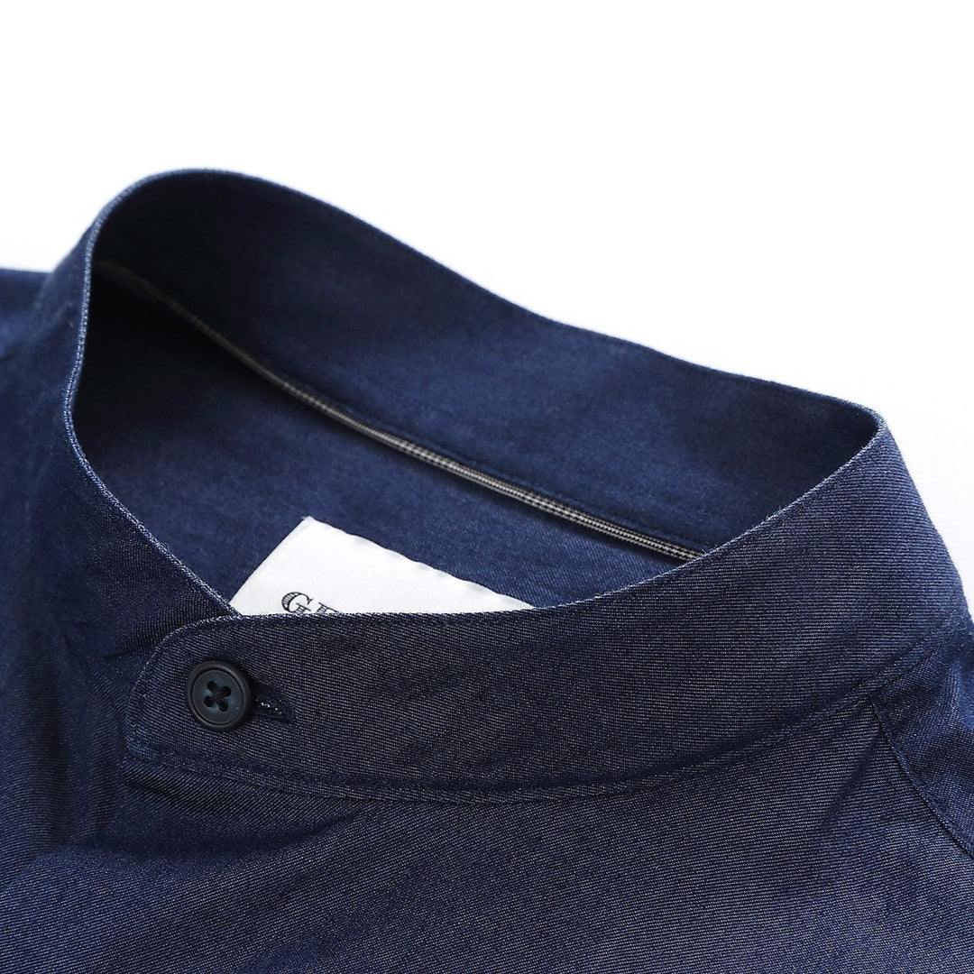 MANDARIN COLLAR DENIM SHIRT