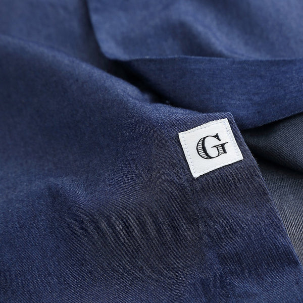 MANDARIN COLLAR DENIM SHIRT