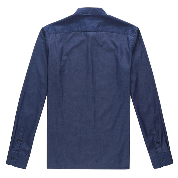 MANDARIN COLLAR DENIM SHIRT