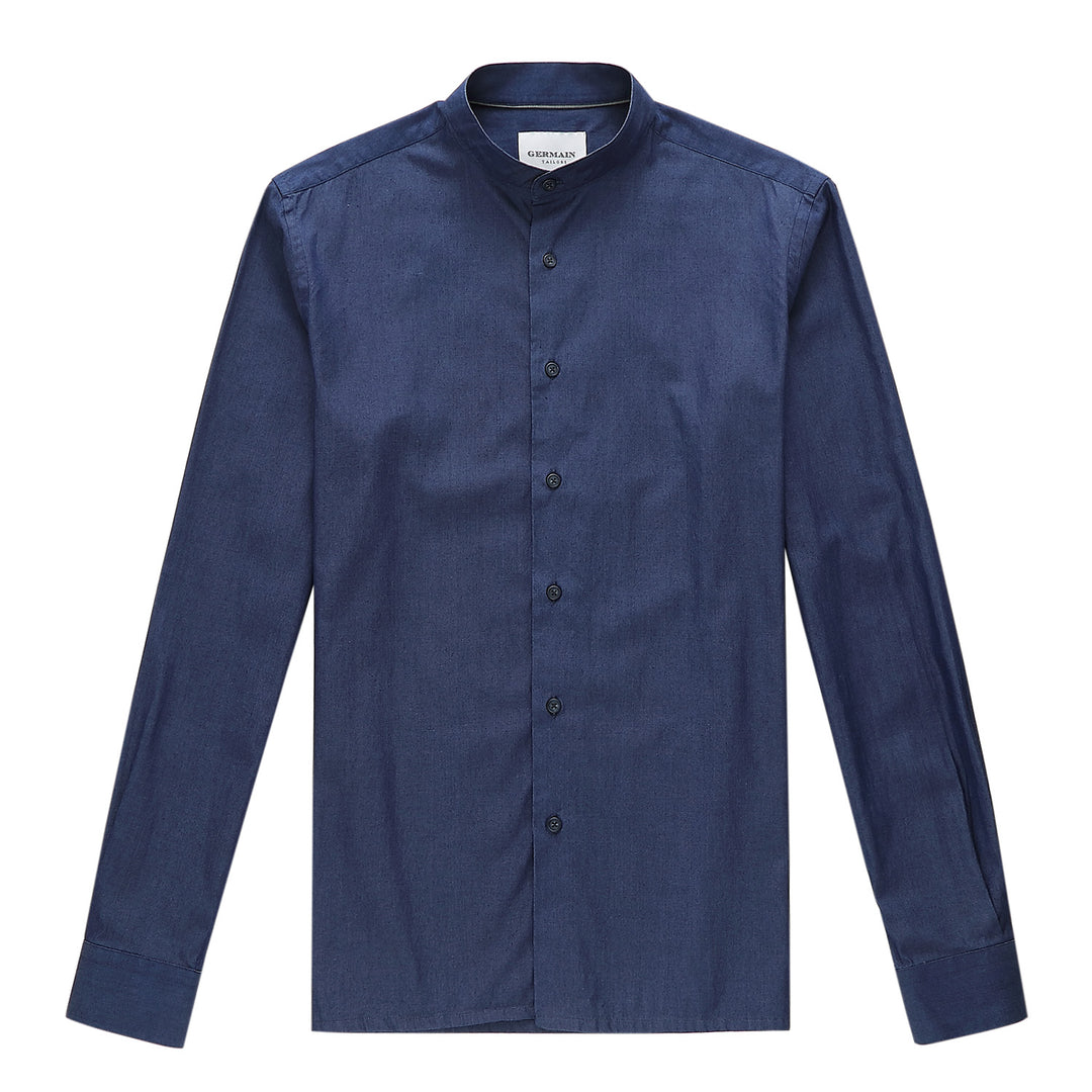 MANDARIN COLLAR DENIM SHIRT