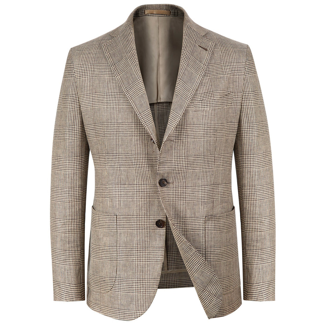 CHECK LINEN PRINCE OF WALES BLAZER by B. McNUTT