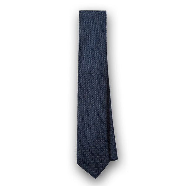 NAVY JACQUARD GRENADINE SILK TIE