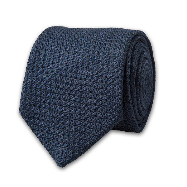 NAVY JACQUARD GRENADINE SILK TIE