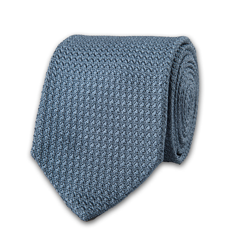 GREY-BLUE JACQUARD GRENADINE SILK TIE
