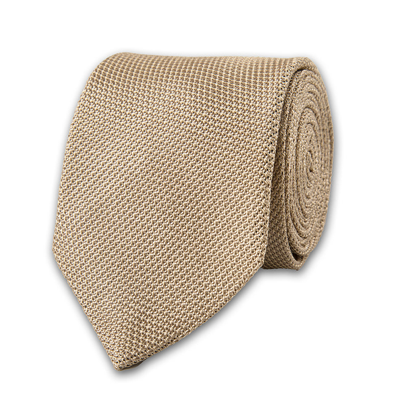 BEIGE GRENADINE SILK TIE
